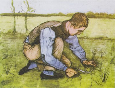 Crouching Boy with Sickle by Vincent van Gogh